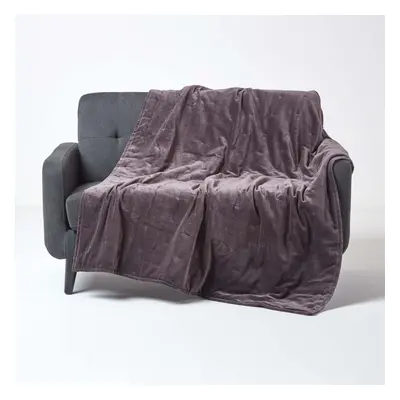 (Dark Grey, x cm) Velvet Quilted Throw