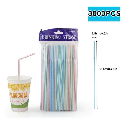 (stripe 3000Pcs) 50/3000/6000Pcs Multicolor Drinking Rietjes Straw Milk Tea Bar Party Kunststof 