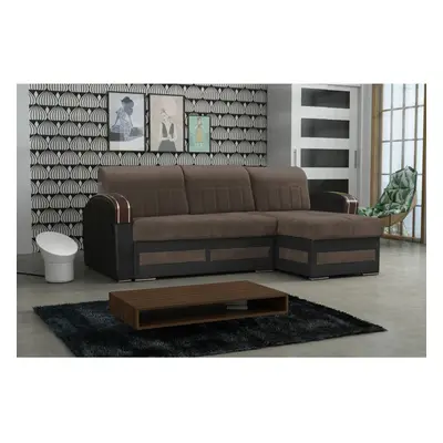 (Brown, Right Corner) Sydney Ottoman Storage Corner Sofa Bed