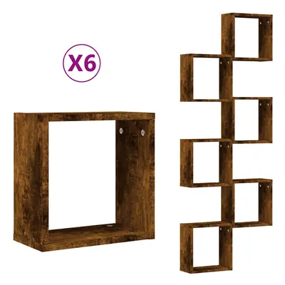 (smoked oak, pcs) vidaXL Wall Cube Shelves Floating Rack Storage Shelf Display Shelf Wall Shelf