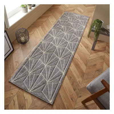 (11. 750N Diamond - Grey, Hallway Runner : x cm) Modern Geometric Floral Abstract Area Rugs Chec