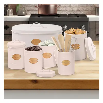 6 Piece Kitchen Storage Essential's Cream Canister Set