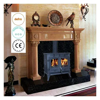 HEATSURE Cast Iron Woodburning Multifuel Stove Fireplace Heat Warm Indoor 10KW