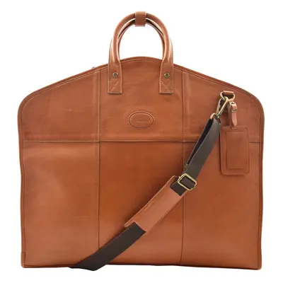 Genuine Leather Suit Carrier Garment Suiter Business Travel Bag Lockheed Tan