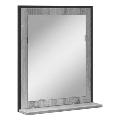 vidaXL Bathroom Mirror with Shelf Wall Mirror Grey Sonoma Engineered Wood