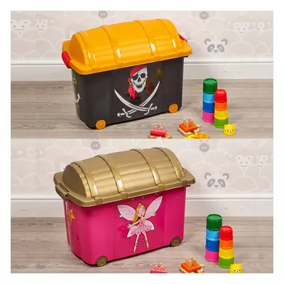 (Pirate Design , 2) Plastic Treasure Box | Multicolored Treasure Storage Container