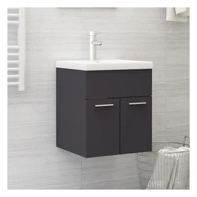 vidaXL Sink Cabinet with Built-in Basin Grey Chipboard Bathroom Vanity Unit