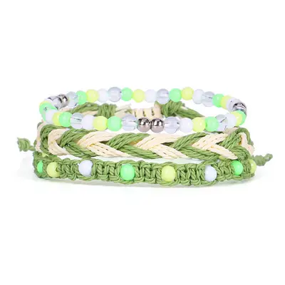 Green hand woven wax string bracelet trinket