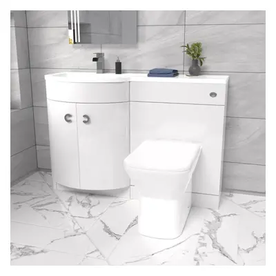 Nes Home 1100mm Left Hand Sink White Combination Vanity Unit with BTW Toilet