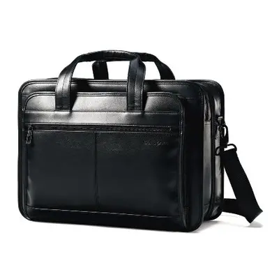 Samsonite Leather Expandable Briefcase, Black, One Size