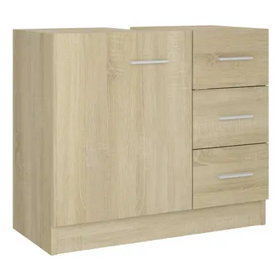 vidaXL Sink Cabinet Sonoma Oak Engineered Wood Home Cupboard Storage Organiser