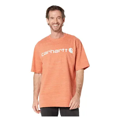 carhartt Mens Loose Fit Heavyweight Short-Sleeve Logo graphic T-Shirt Desert Orange Snow Heather