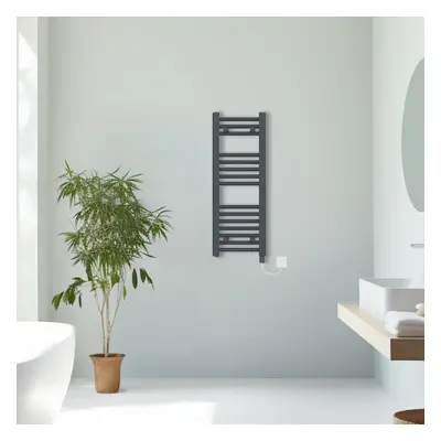 (Anthracite, 800x300mm) Prefilled Electric Straight Heated Towel Rail Radiator Ladder Warmer