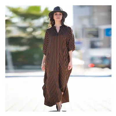 Fitshinling Oversized Shirt Long Dress Leopard Snake Print Striped Cover-Up Holiday Loose Split 