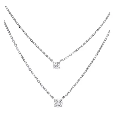 Jewelco London Ladies Rhodium Plated Sterling Silver Lil n Large Solitaire Multi-strand Necklace