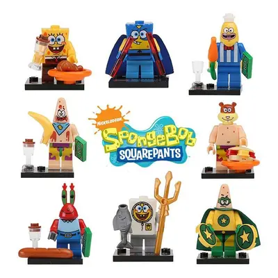 8pcs SpongeBob Toy Building Block Children's Wisdom Game Kids Christmas Gift