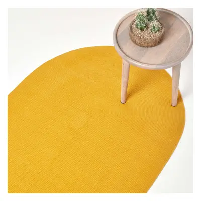 (90 x cm, Mustard Yellow) Handmade Woven Braided Rug