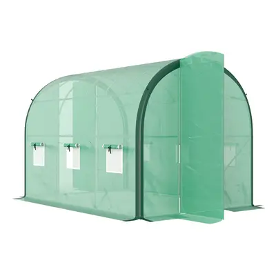 Outsunny Tunnel Greenhouse Upgraded Structure, Hinged Doors, x 2(m), Green