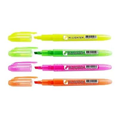 CROWN H-500 Highlighter Pens Chisel Tip Slim Highlighters - Wallet Of - With Bright Fluorescent 