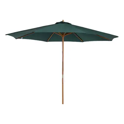 Outsunny Wooden Garden Parasol with Rope Pulley Mechanism and Ribs Dark Green