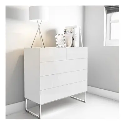 Strada High Gloss Chest Of Drawers In White