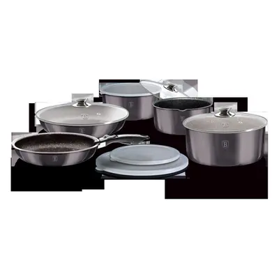 (Carbon Pro) Berlinger Haus 12Pc Space Saving Cookware Set Pots Pans Induction Lids Handle