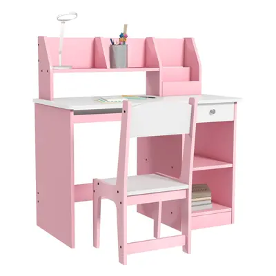 ZONEKIZ Kids Desk and Chair Set with Storage, for Ages Years