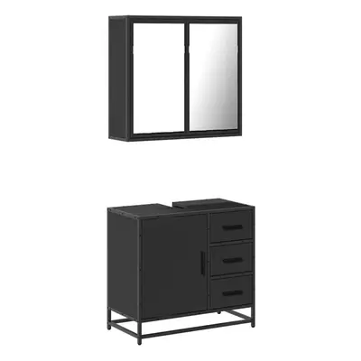 (black) vidaXL Piece Bathroom Furniture Set Black Engineered Wood bathroom cabinet