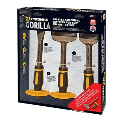 Roughneck Gorilla ROU31933 Bolster and Chisel Set with Non-Slip Guards - Piece, Black Yellow