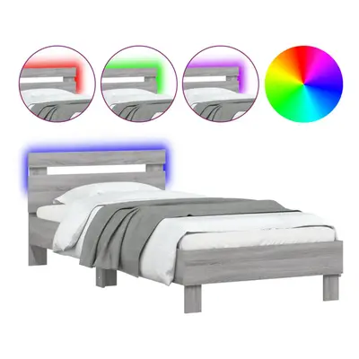 (grey sonoma, x cm) vidaXL Bed Frame with Headboard and LED Bed Base Bedstead Matress Foundation