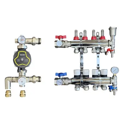 (4 PORT) WÃ¤rmer System Underfloor Heating Manifold with 'A' Rated Auto Pump GPA25-6 III and Ble