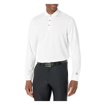 adidas Men's UPF Long Sleeve Polo Shirt White Small