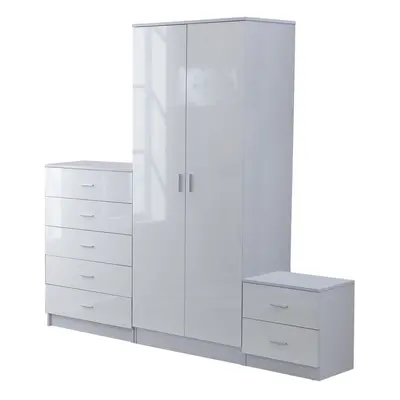 3pc Homcom Bedroom Furniture Set | wardrobe, chest of drawers & nightstand