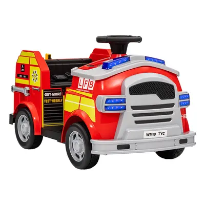 AIYAPLAY 12V Ride on Fire Truck w/ Siren Flashing Lights