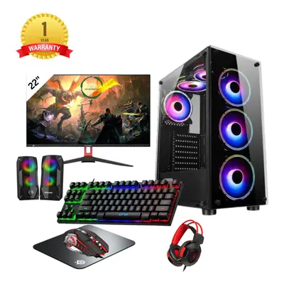 Fast Gaming Intel i5 16GB RAM 1TB HDD& 128GB SSD GT730 4GB 22" Monitor PC Bundle & Speaker