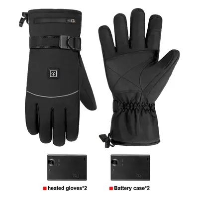 (M, A2 With Battery Case) Heated Gloves Battery Powered Winter Thermal Motorcycle Heating Gloves