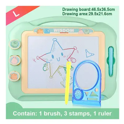 (L green) Kids Big Size Erasable Magnetic Writing Drawing Painting Board Set Montessori Educatio