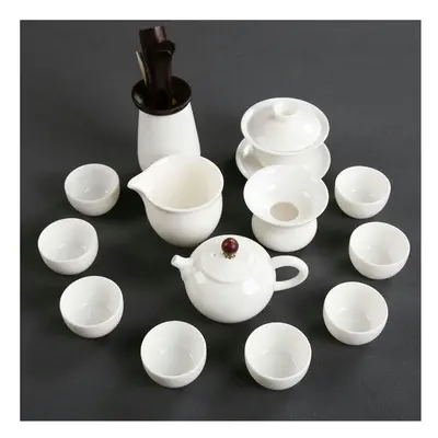 (14 piece set of Ruyi pots (as shown in the picture), Universal version) Dehua Sheep Fat Jade Wh