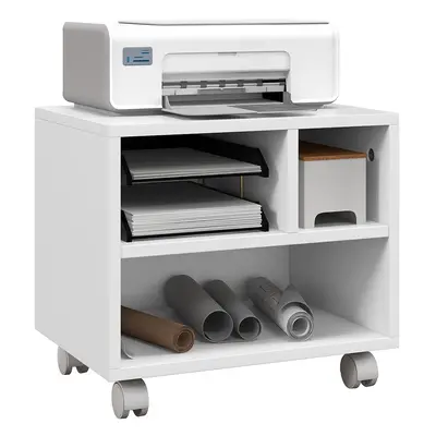 HOMCOM Printer Stand with Storage Printer Cart on Wheels for Home Office White