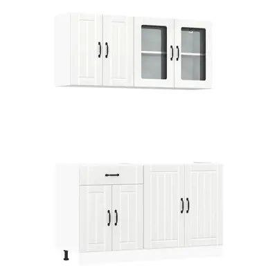 (high gloss white) vidaXL Piece Kitchen Cabinet Set Kalmar Grey Sonoma Engineered Wood