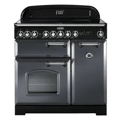 Rangemaster CDL90ECSL/C Classic Deluxe Slate with Chrome Trim 90cm Induction Ceramic Range Cooke