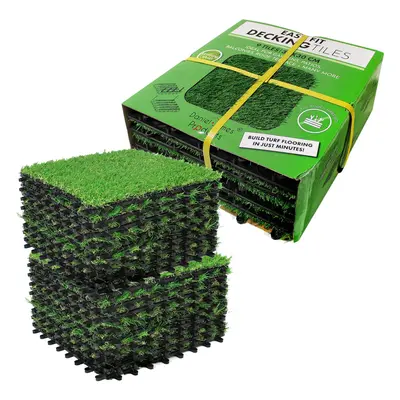 (Three Packs (27 Tiles)) Artificial Grass Interlocking Deck Tiles Fake Lawn Decking Garden Balco