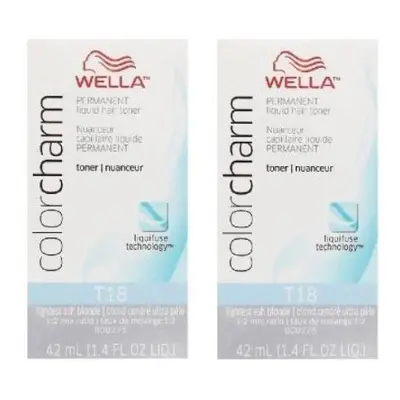 (T18+T18 Toners) Wella Color Charm T18 Permanent Liquid Hair Toner and Vol. Developer