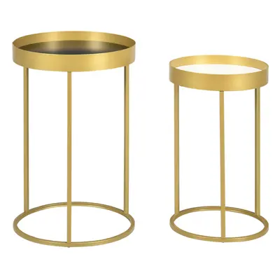 HOMCOM Nesting Coffee Tables Set of Modern Gold End Tables Home Office