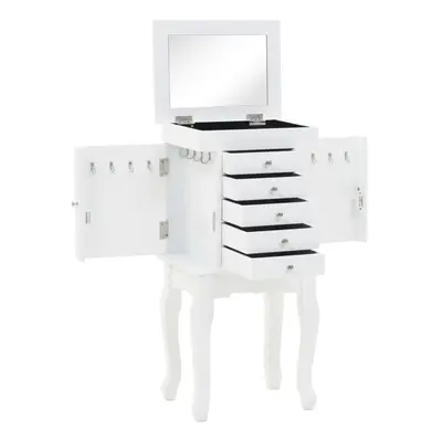 vidaXL Free Standing Jewelry Cabinet White Jewelry Box Cosmetic Cabinet