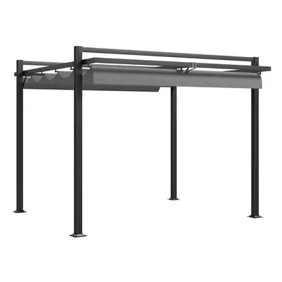 Outsunny x 3(m) Pergola with Retractable Roof and Aluminium Frame, Grey