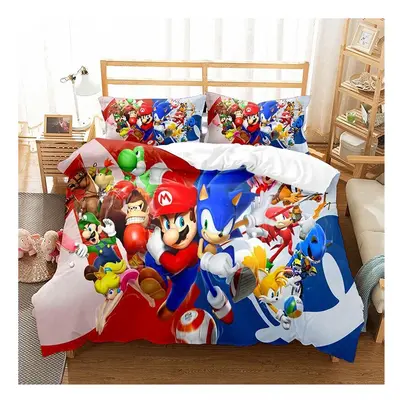 (10, Double-200x200cm) Super Mario Bedding Kids Single Double 3D Duvet Cover Set