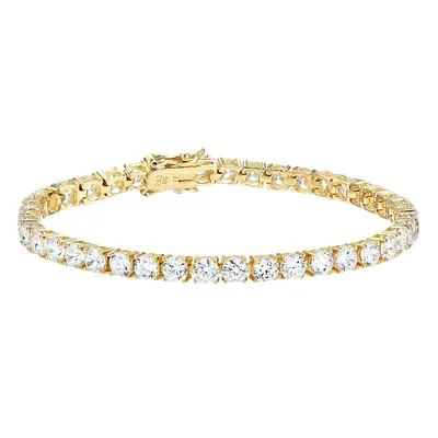 Yellow gold Plated Sterling Silver Round cut cubic Zirconia Tennis Bracelet (4mm)