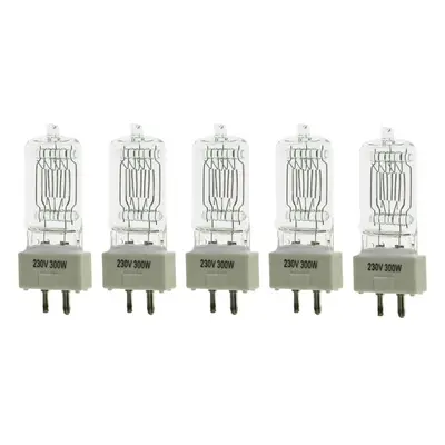 5 x300W Fresnel Tungsten Halogen Bulb - GY9.5 Fitting