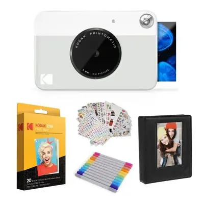 Printomatic Instant Camera Grey Gift Bundle Zink Paper Sheets Case Sticker Sets Markers Photo Al